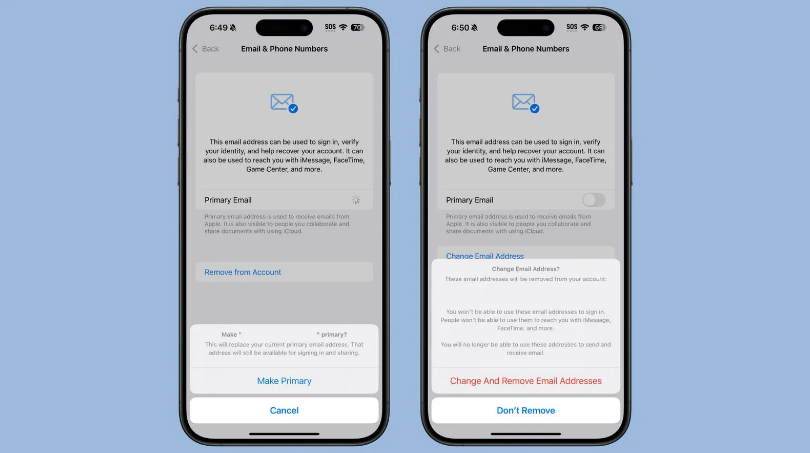 新密苹果手机维修分享苹果 iOS 18.1 支持设置“主要”邮箱地址并更改 iCloud 邮箱 